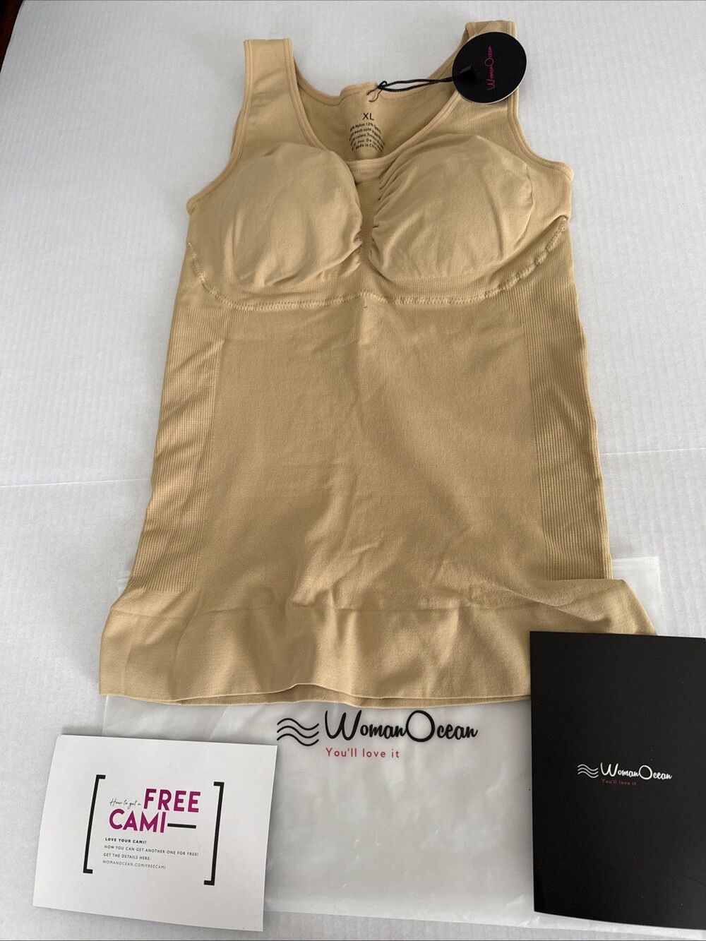 NEW Woman Ocean Slimming Cami Shaper 3-in-1 Shapewear Classic Beige Size XL $79
